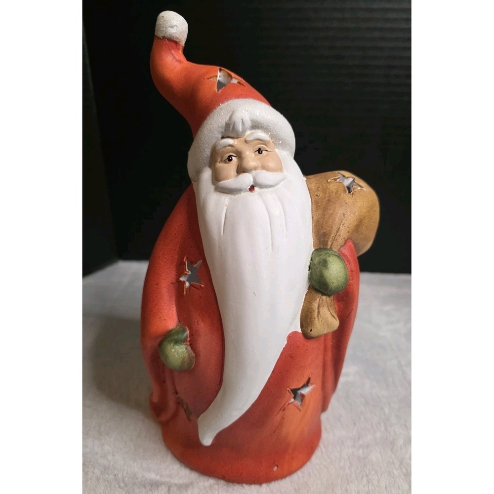 Ceramic Santa Claus Votive Candle Holder 9.5"